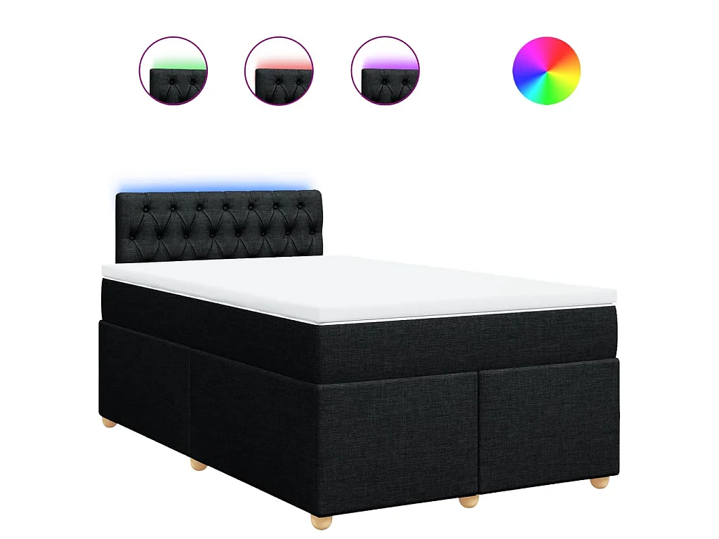 Cama box spring con colchón tela negro 120x190 cm