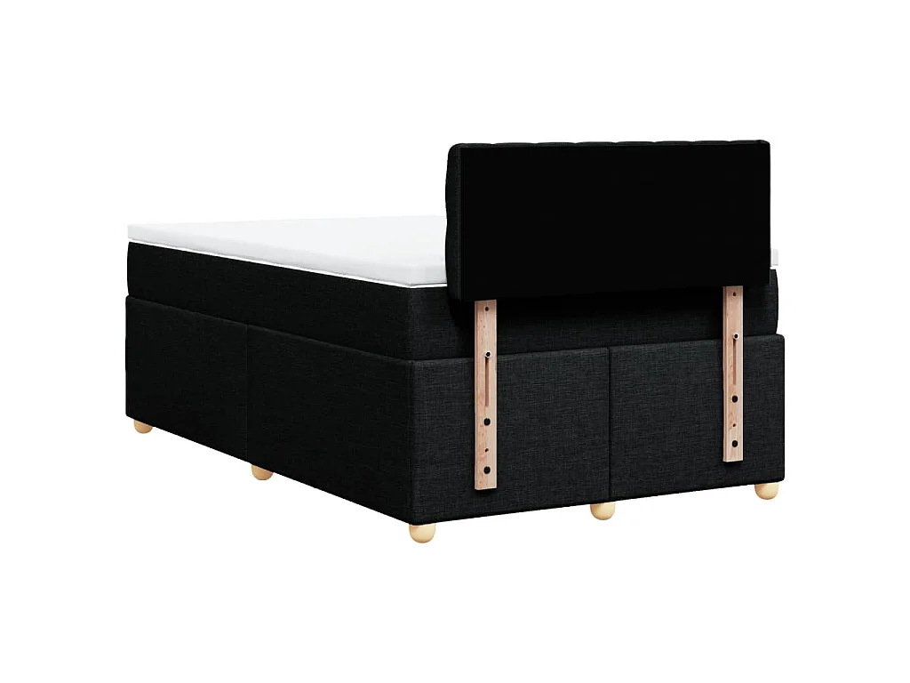 Cama box spring con colchón tela negro 120x190 cm