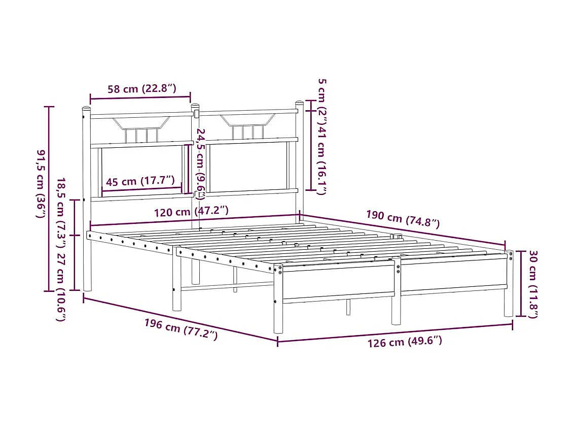 Cadre de lit sans matelas chêne sonoma 120x190 cm