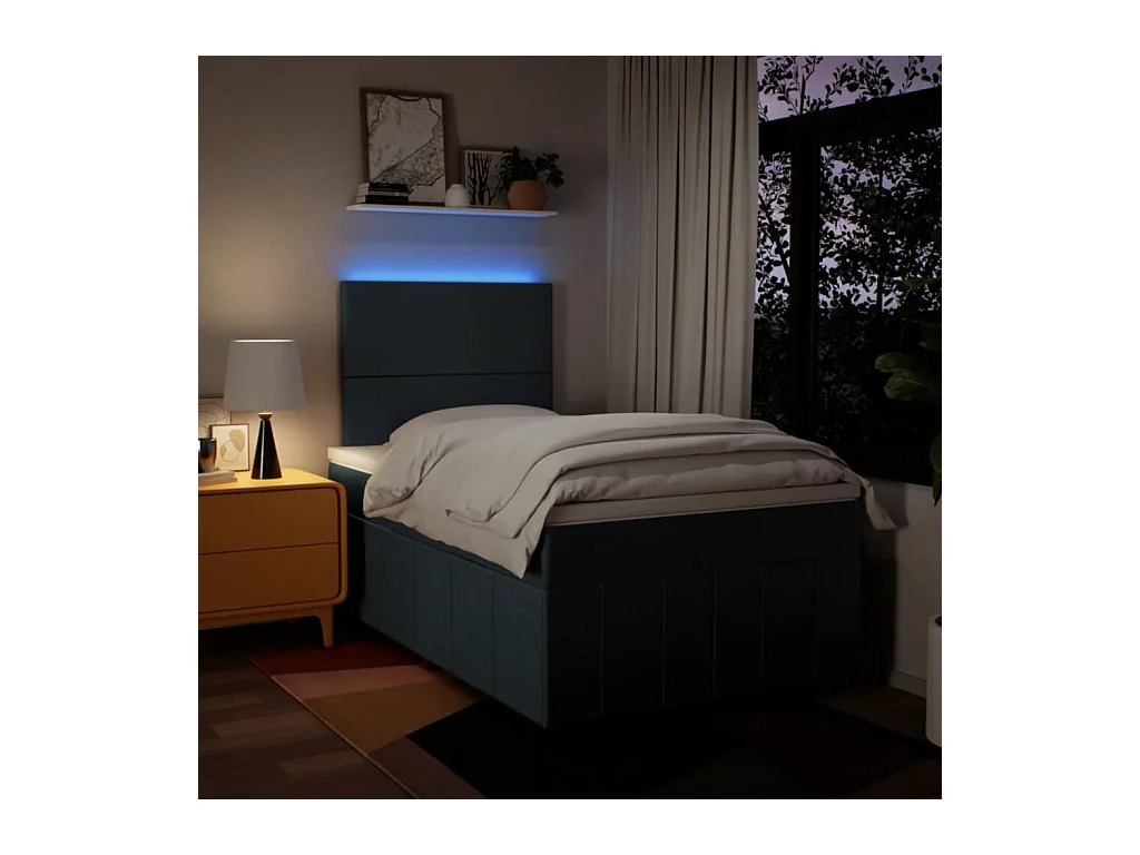 Sommier à lattes de lit avec matelas bleu 120x190 cm tissu