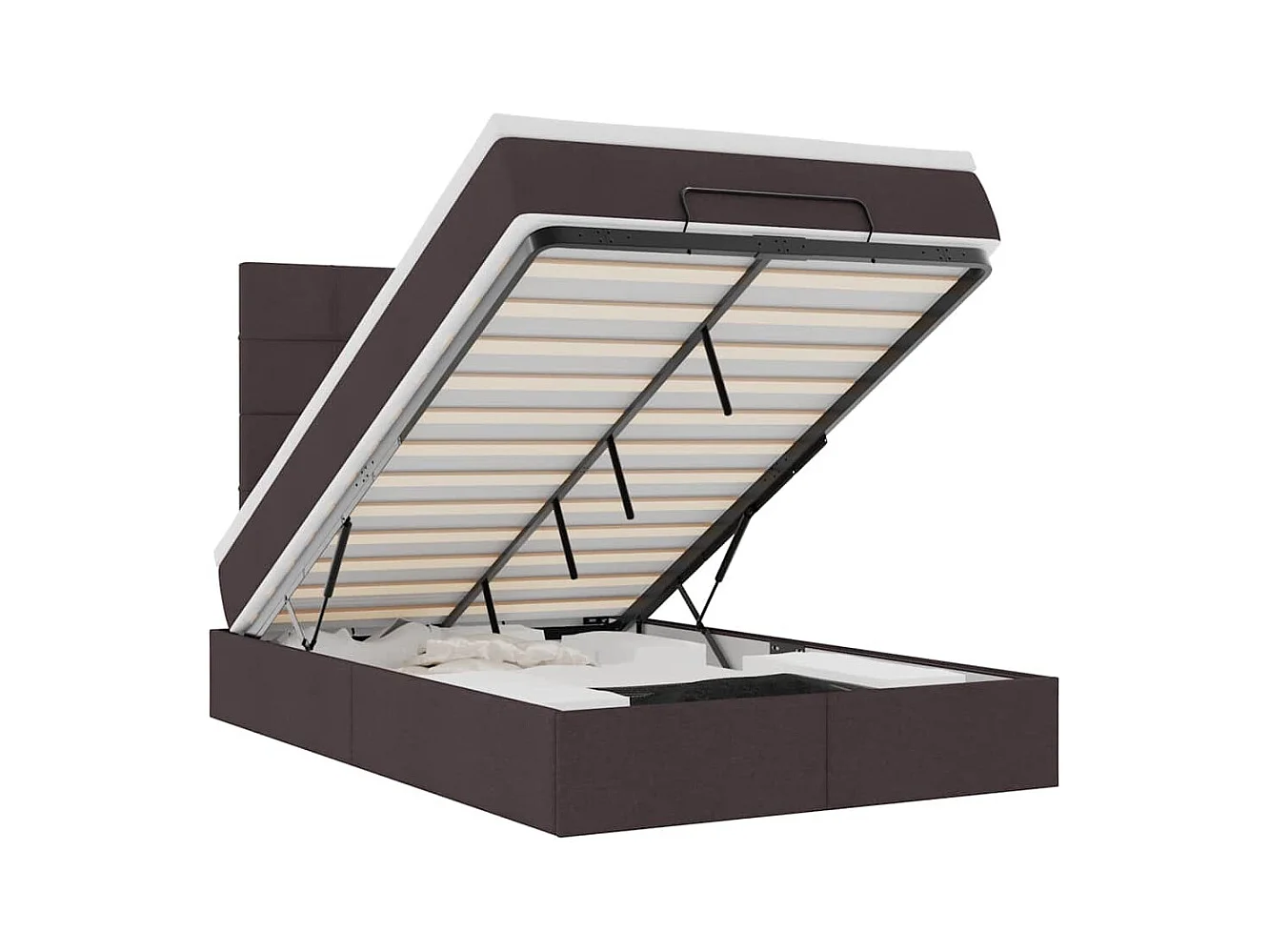 Ottoman-Bett mit Matratze & LEDs Dunkelbraun 120x190 cm Stoff