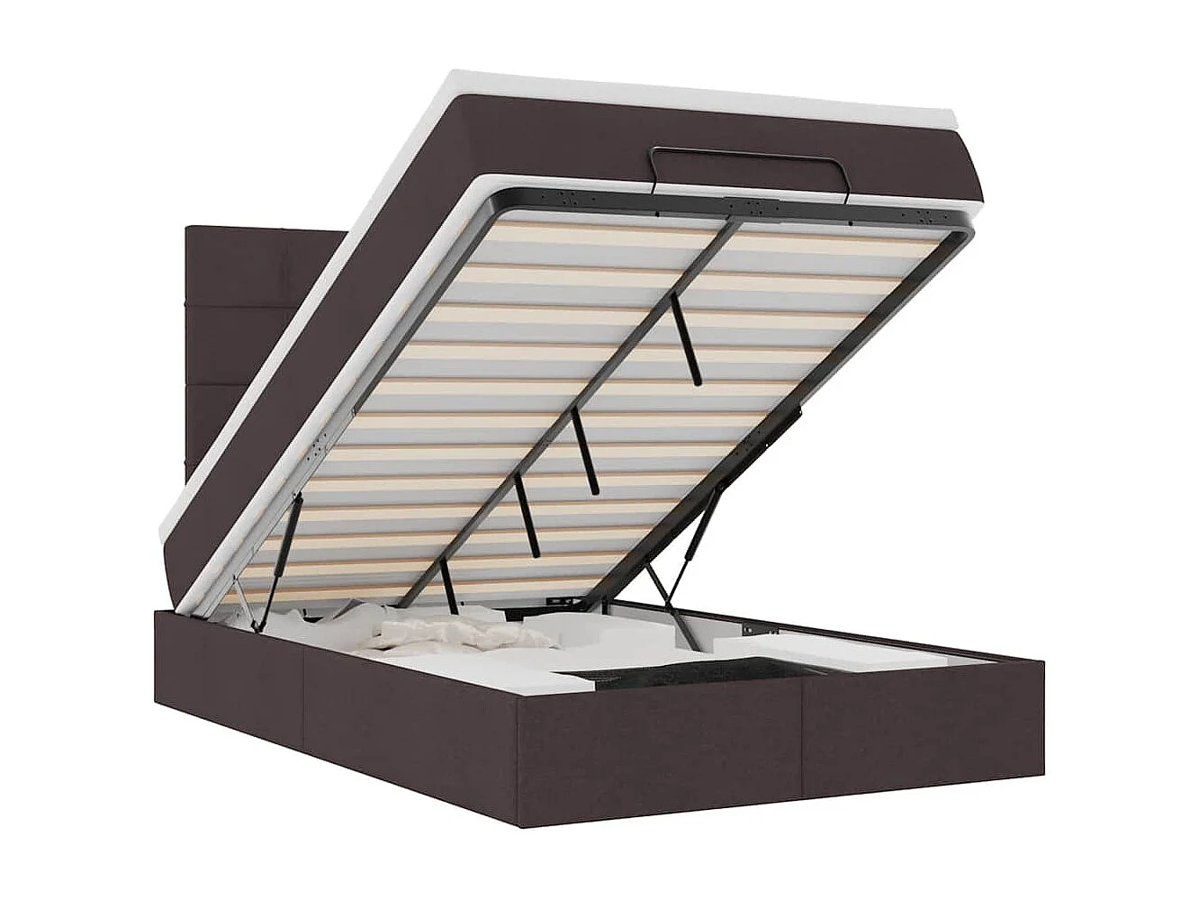 Ottoman bed met matras en LED's 120x190 cm stof donkerbruin