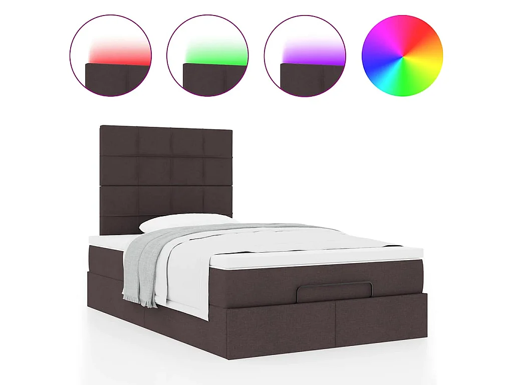 Ottoman bed met matras en LED's 120x190 cm stof donkerbruin