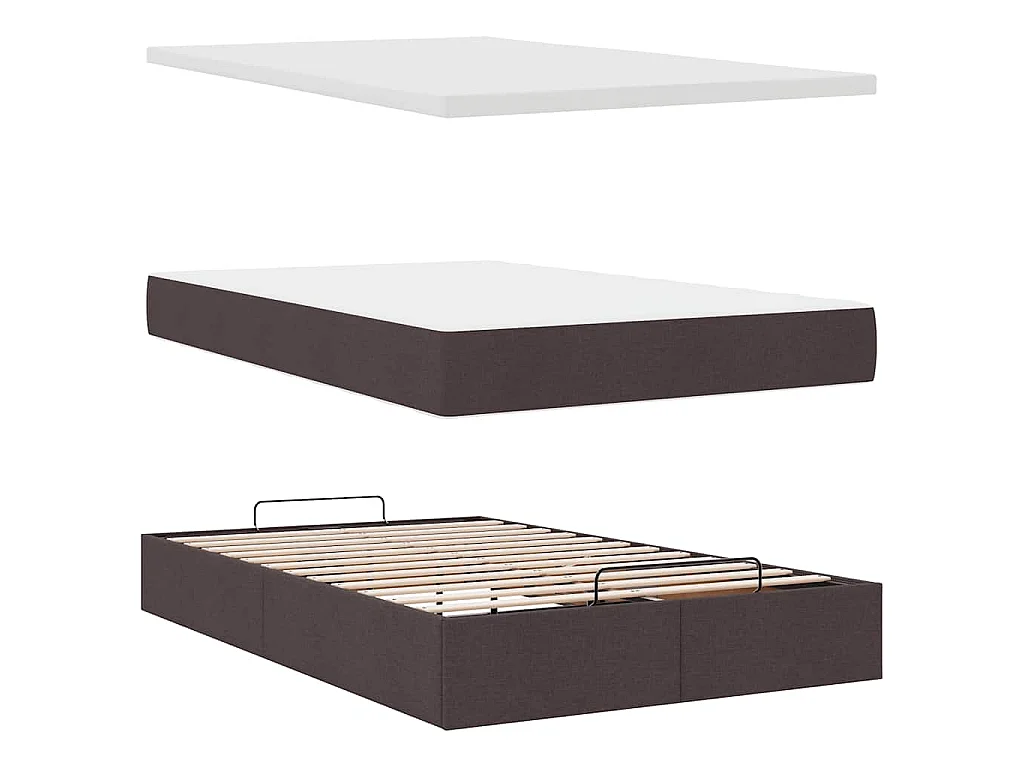 Ottoman bed met matras en LED's 120x190 cm stof donkerbruin