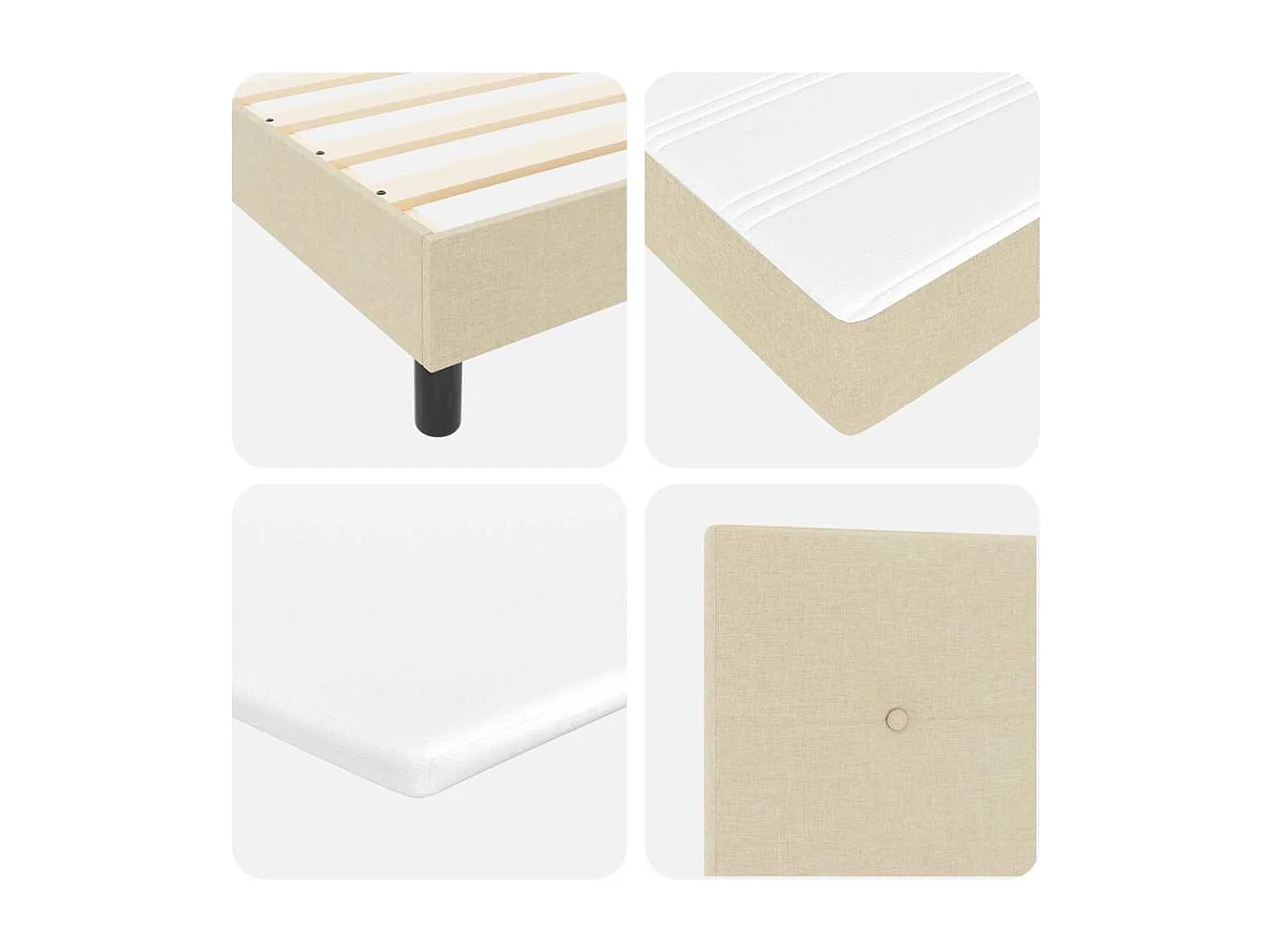 Cama Box com colchão com cabeceira Creme 100 x 200 cm tecido