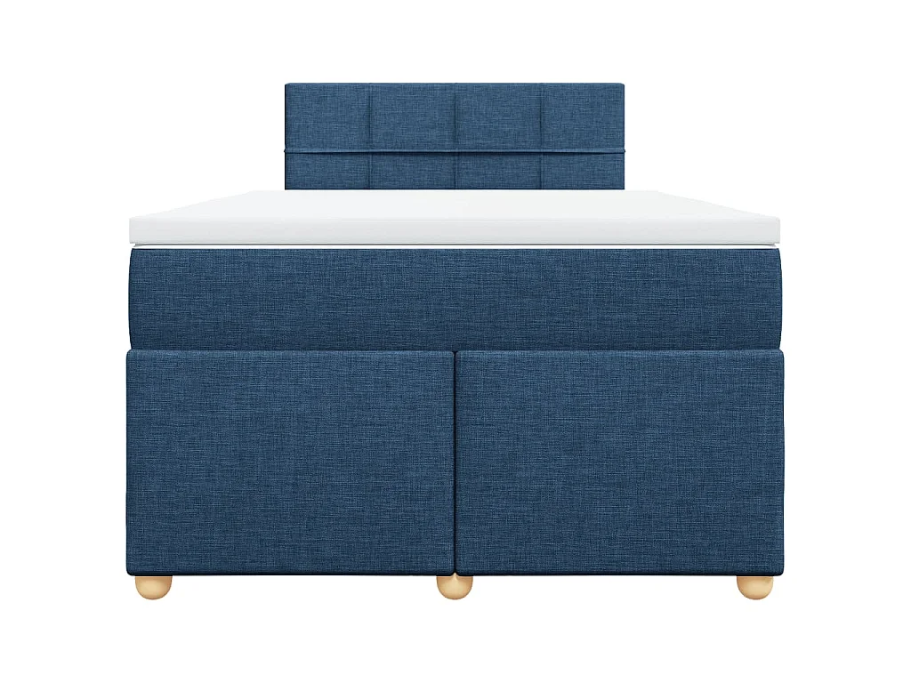 Cama box spring con colchón tela azul 120x200 cm