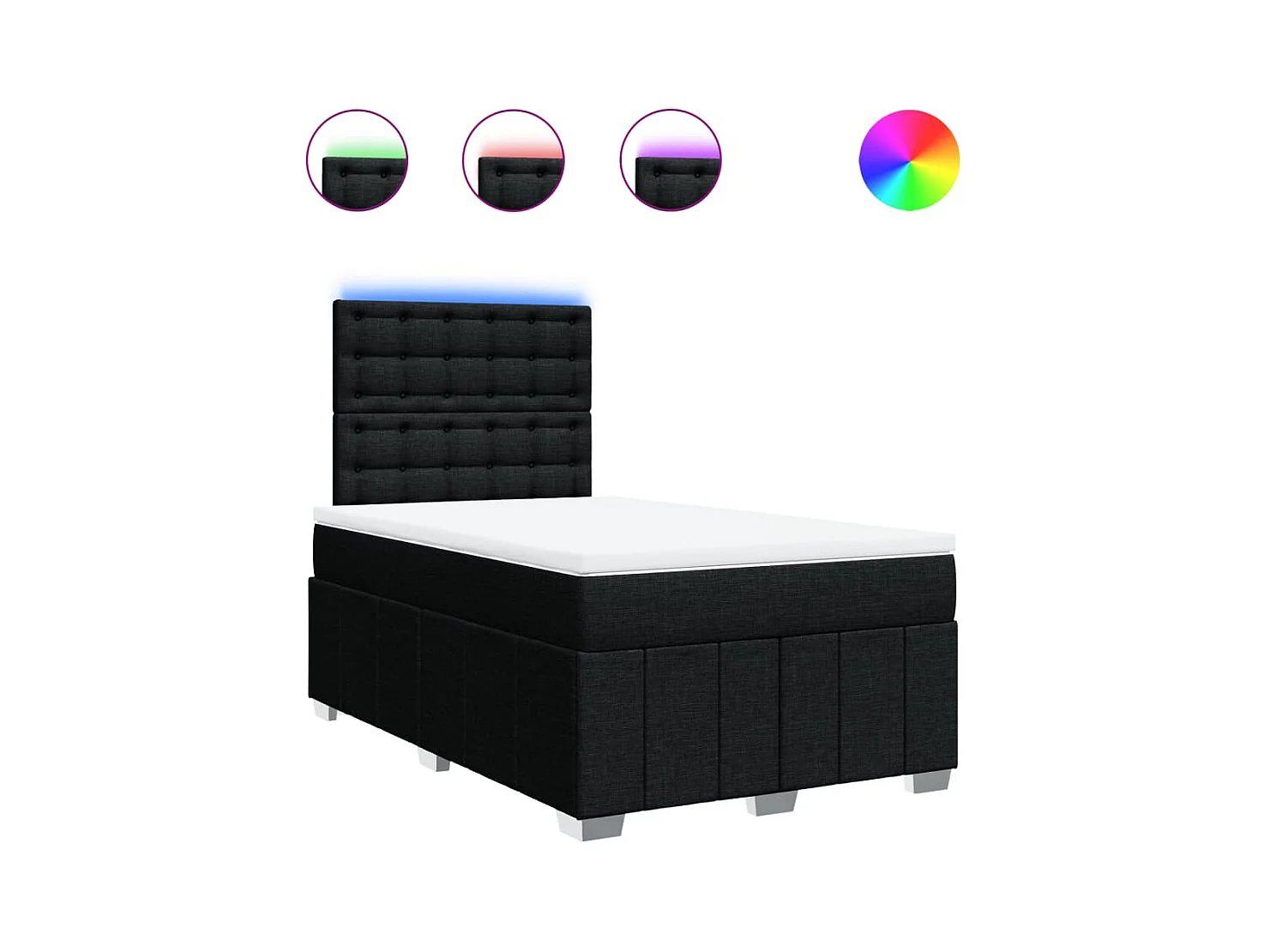 Sommier à lattes de lit avec matelas noir 120x190 cm tissu