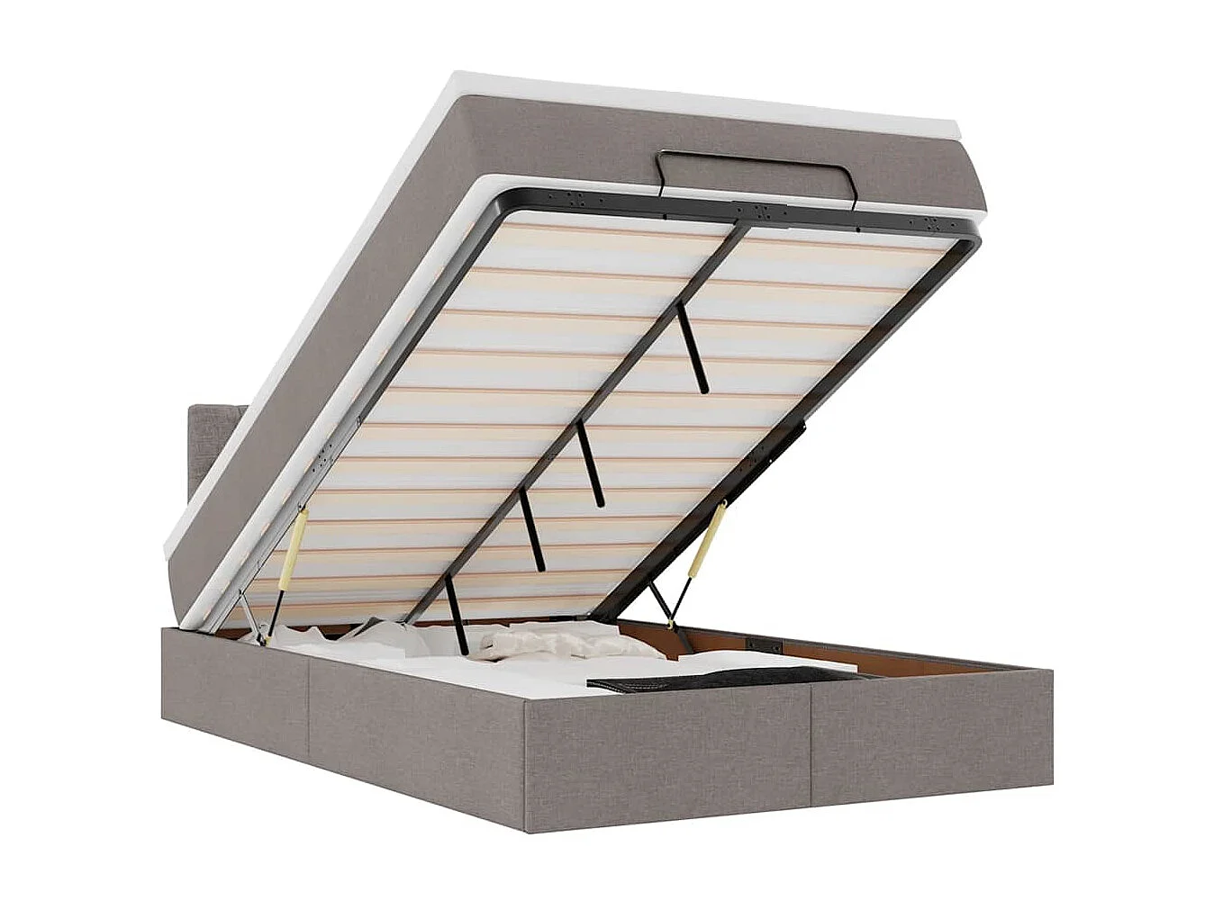 Ottoman-Bett mit Matratze Taupe 120x190 cm Stoff