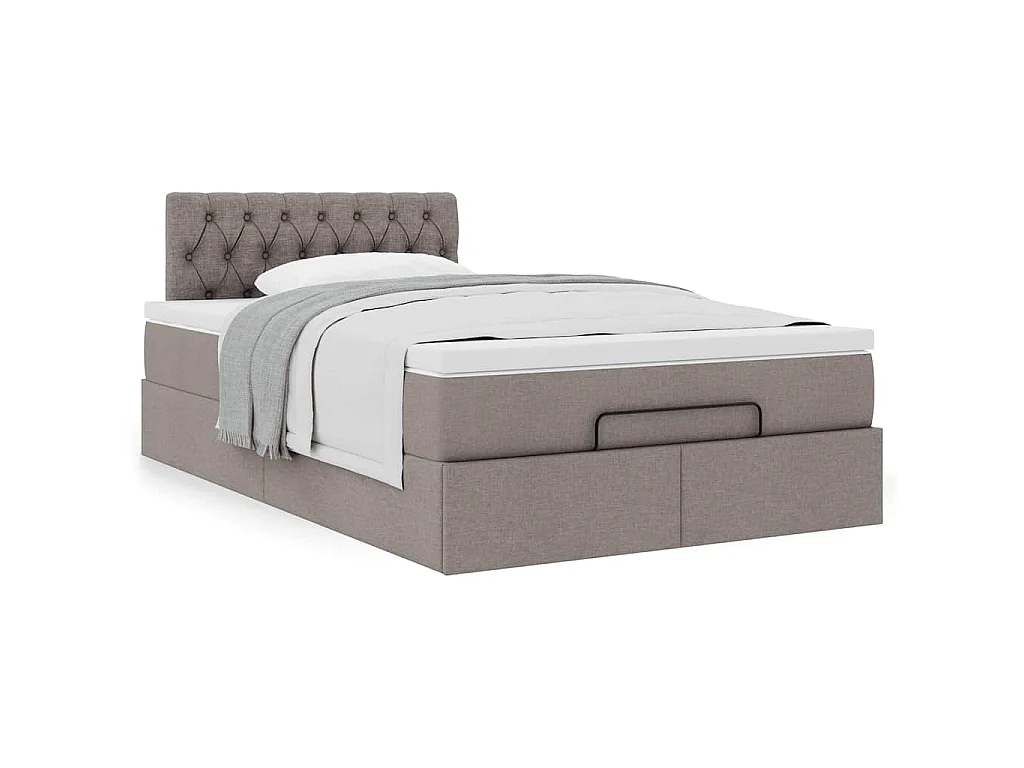 Ottoman bed met matras 120x190 cm stof taupe