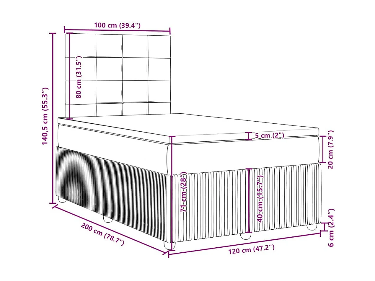 Boxspringbett mit Matratze Dunkelgrün 120x200 cm Samt