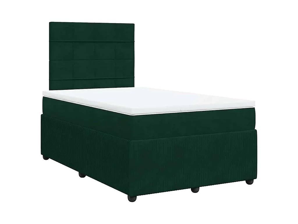 Cama box spring con colchón terciopelo verde oscuro 120x200 cm