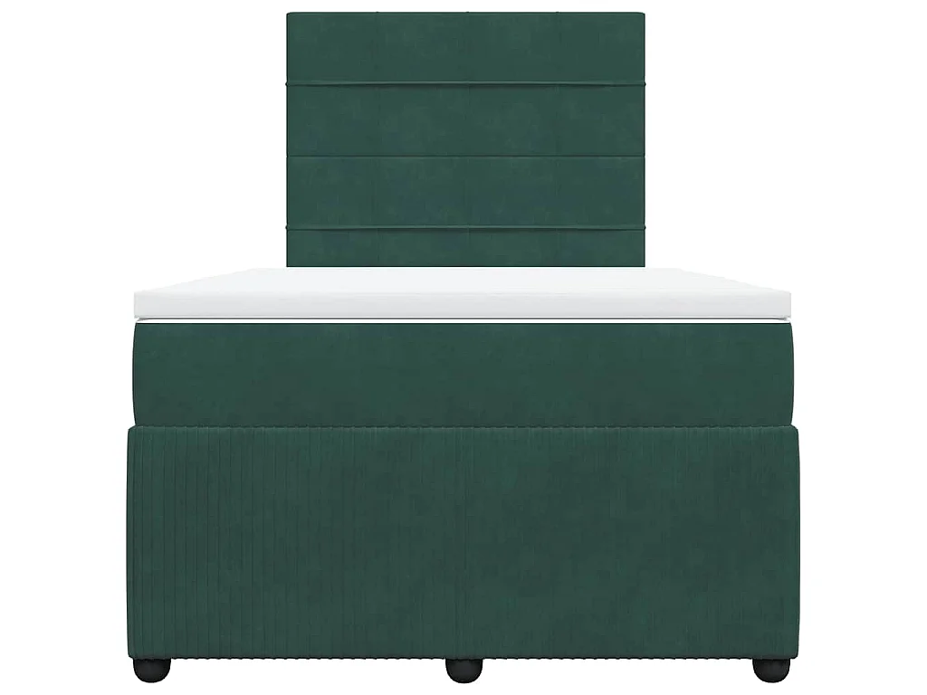 Cama box spring con colchón terciopelo verde oscuro 120x200 cm
