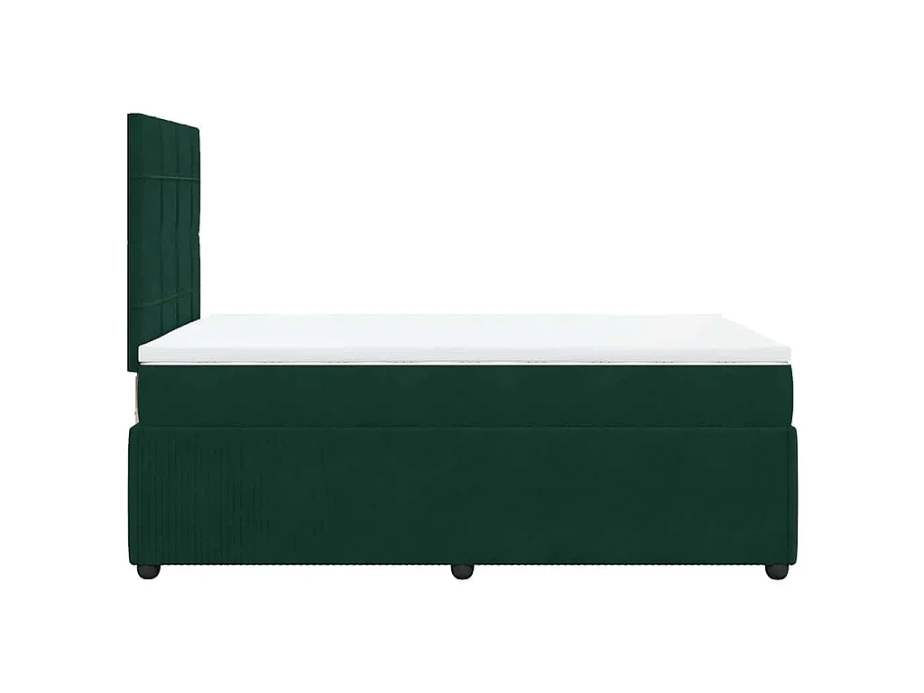 Cama box spring con colchón terciopelo verde oscuro 120x200 cm