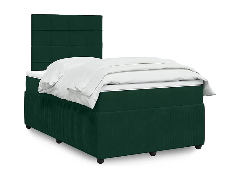 Cama box spring con colchón terciopelo verde oscuro 120x200 cm