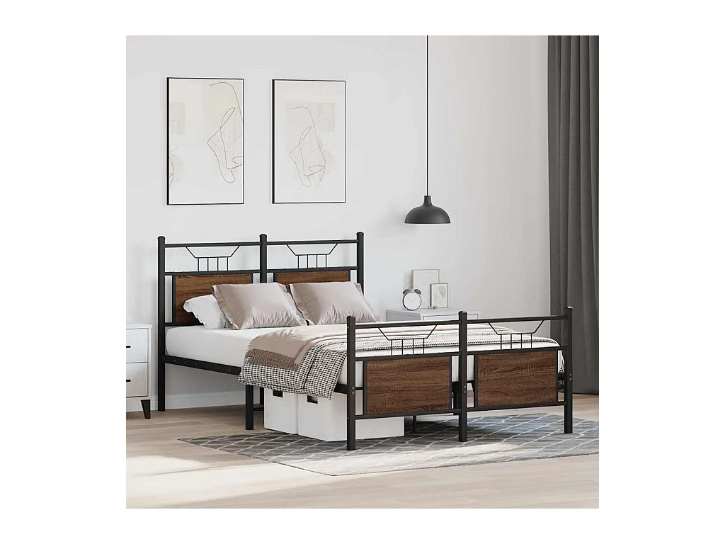 Cadre de lit sans matelas chêne marron 120x200 cm