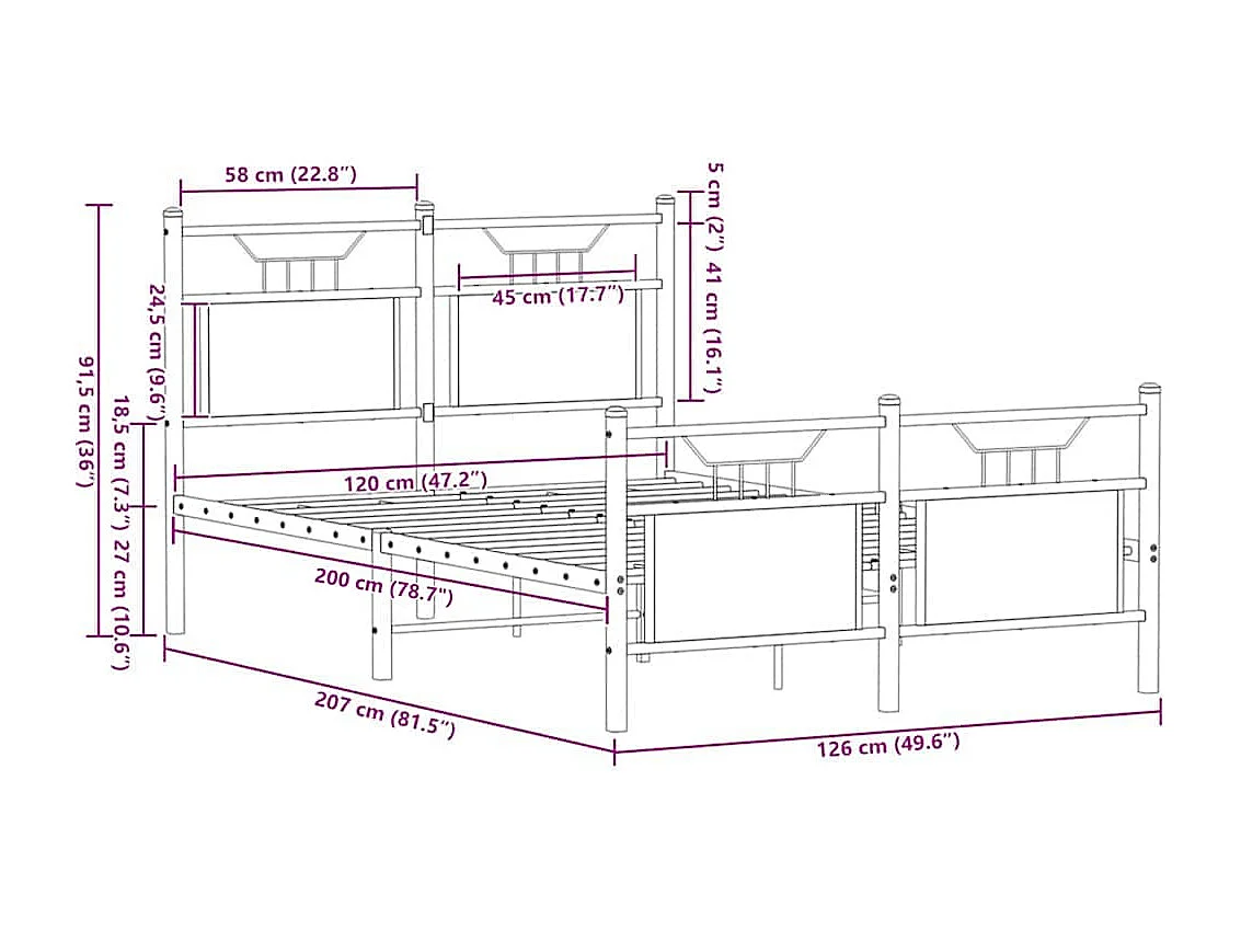 Bedframe zonder matras bewerkt hout bruin eikenkleur 120x200 cm