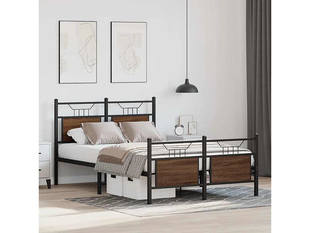 Bedframe zonder matras bewerkt hout bruin eikenkleur 120x200 cm