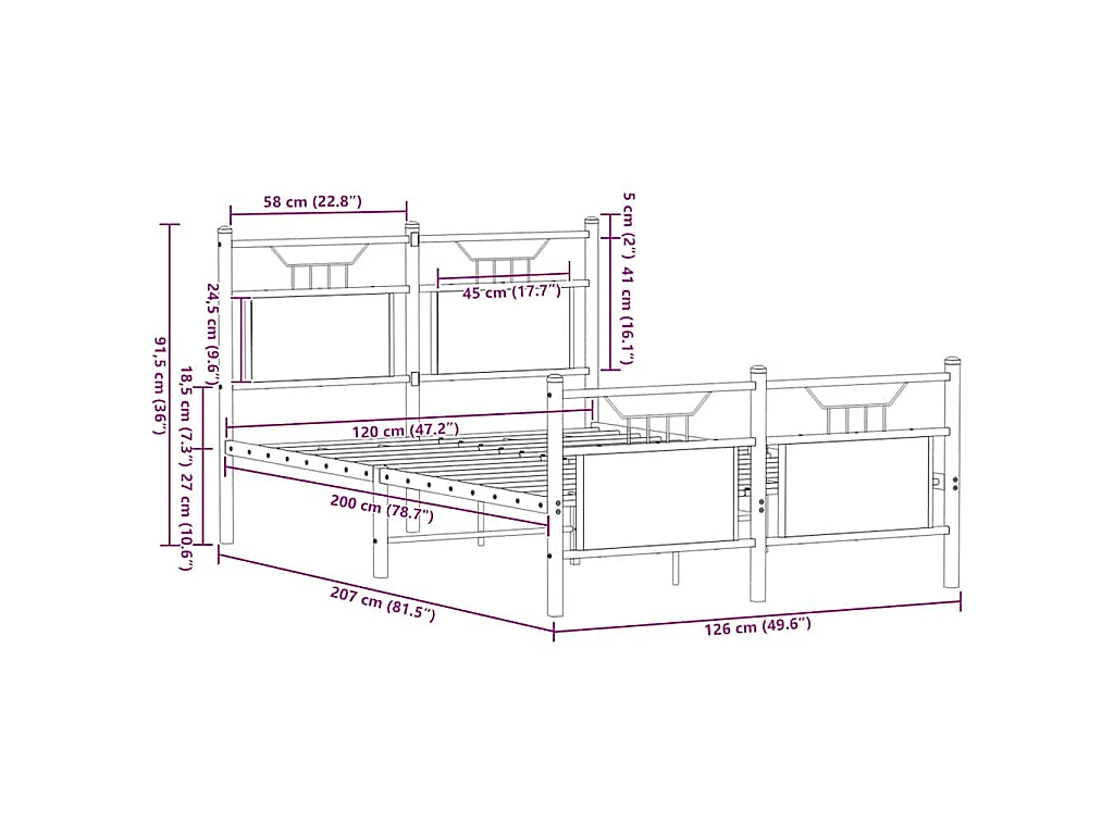 Bedframe zonder matras bewerkt hout bruin eikenkleur 120x200 cm