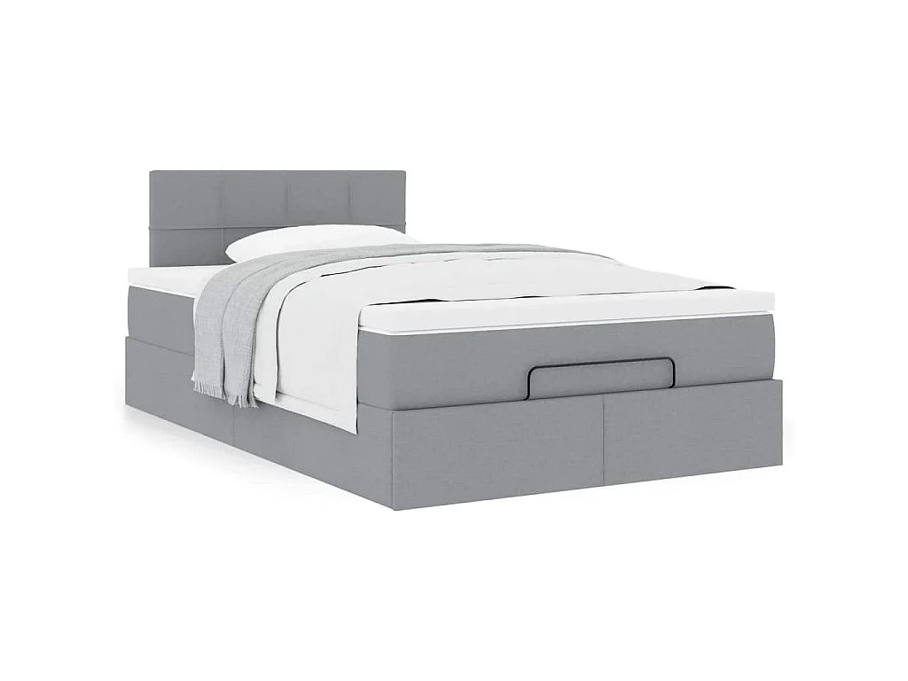 Lit ottoman avec matelas gris clair 120x200 cm tissu