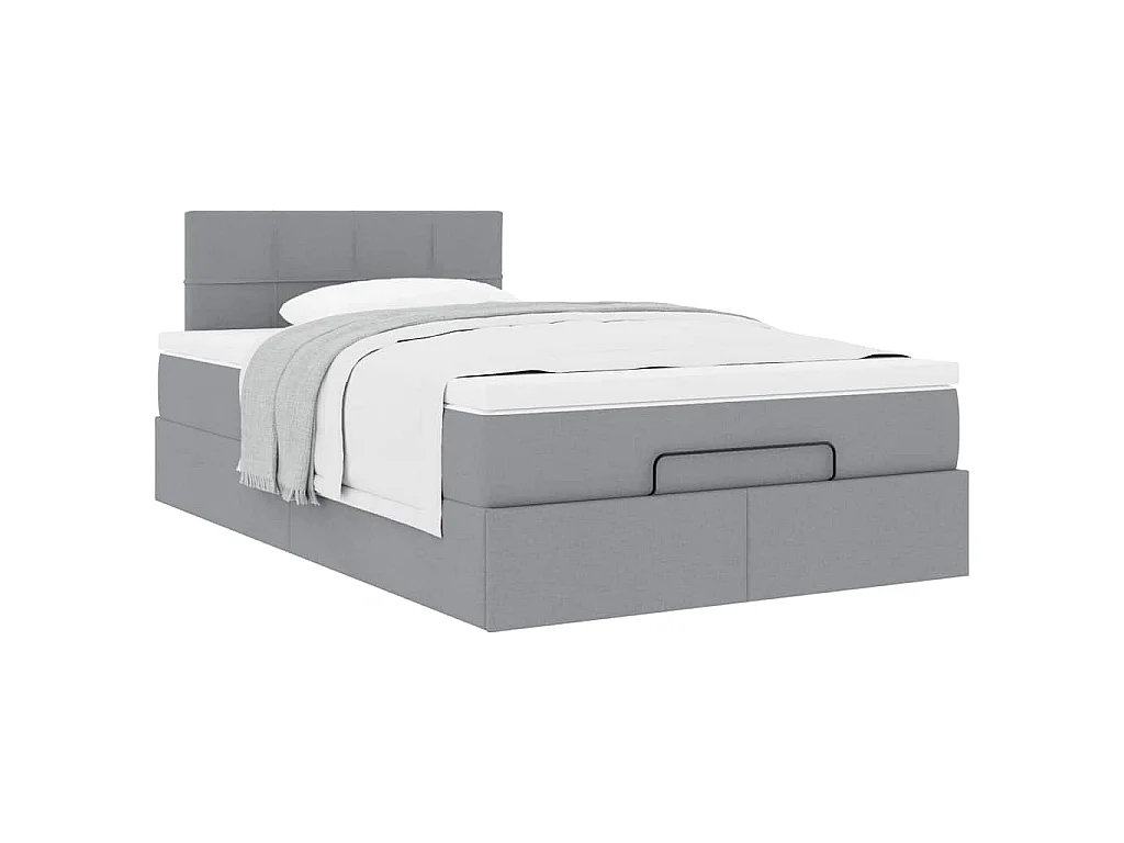 Lit ottoman avec matelas gris clair 120x200 cm tissu