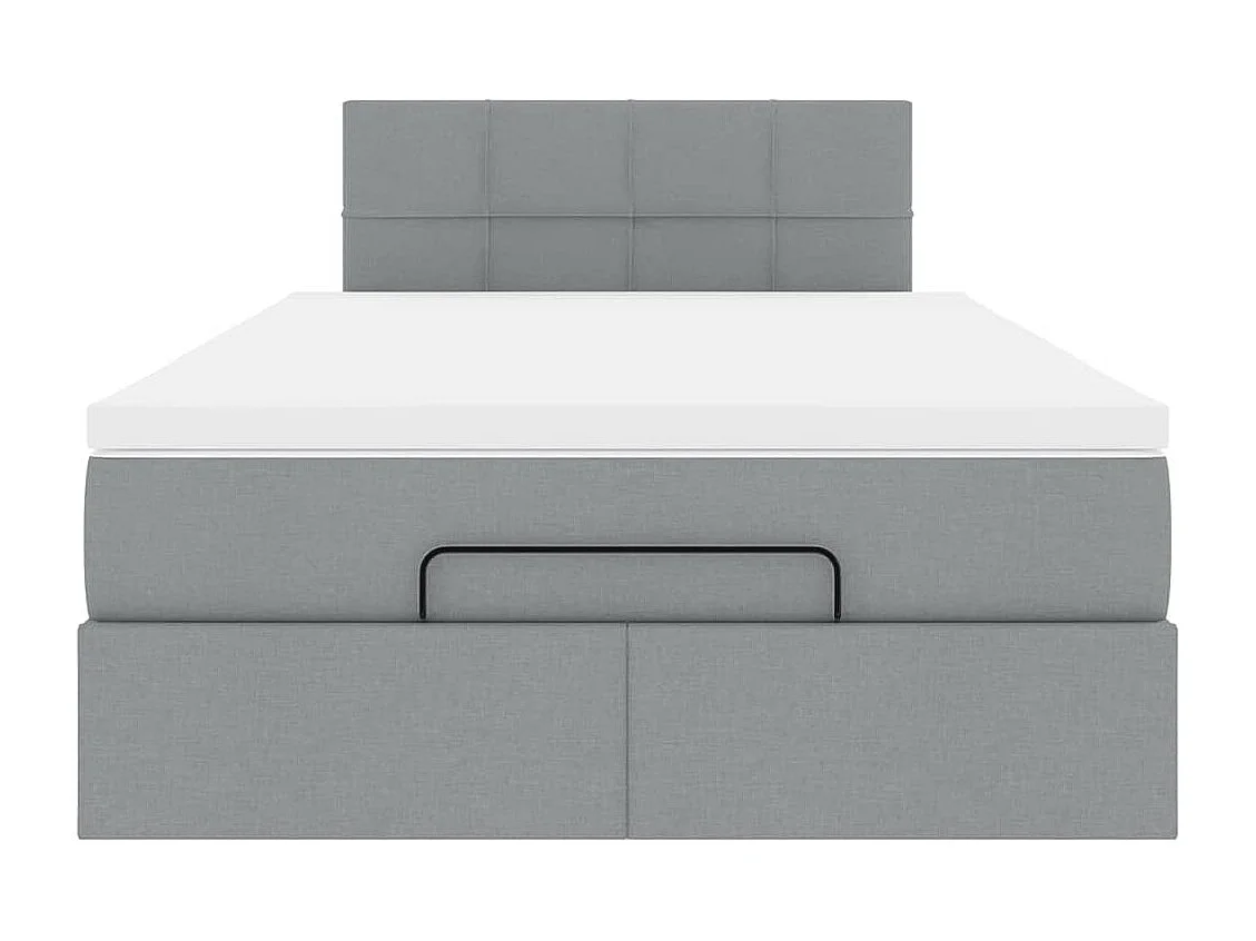 Lit ottoman avec matelas gris clair 120x200 cm tissu