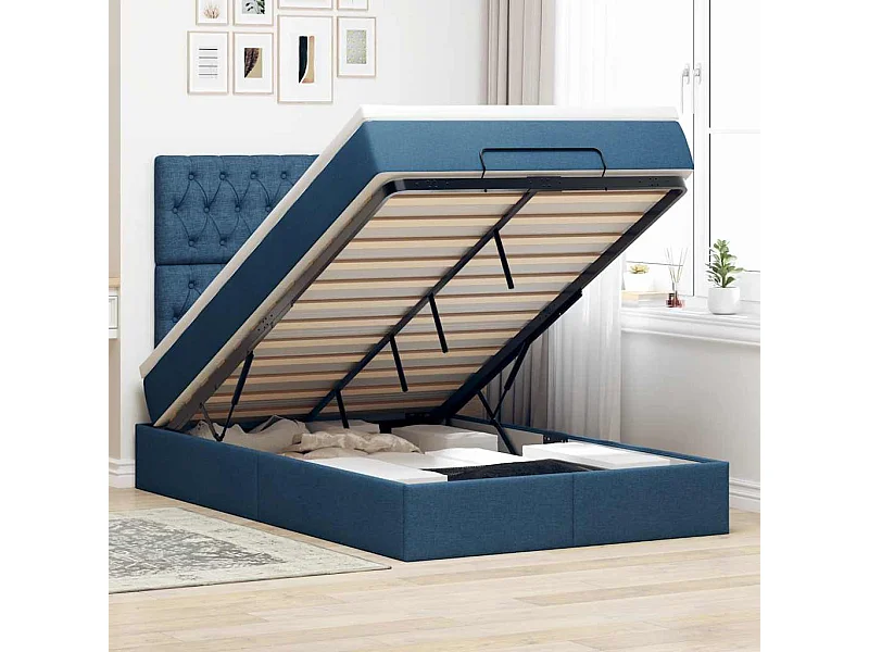 Ottoman bed met matras 120x200cm stof blauw