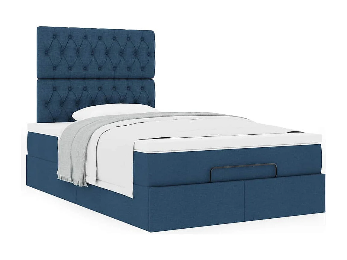 Ottoman-Bett mit Matratze Blau 120x200 cm Stoff