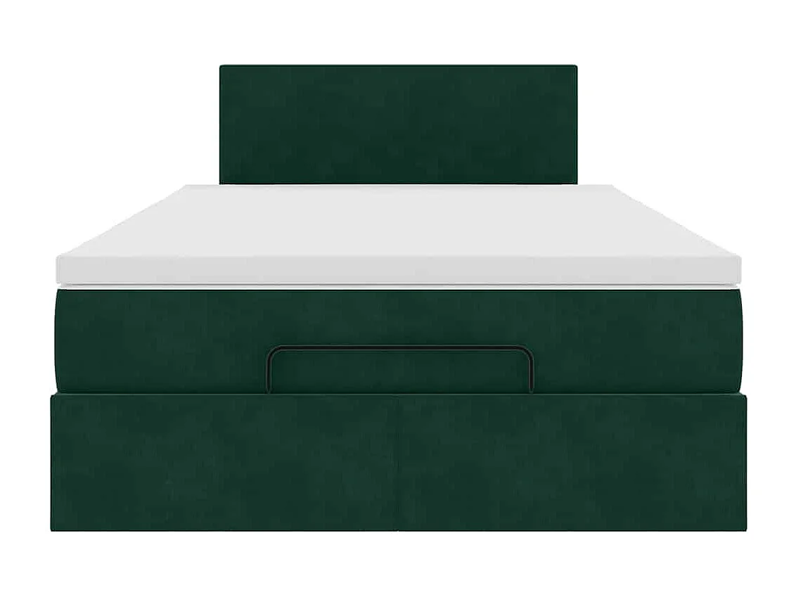 Estrutura de cama otomana com colchão verde escuro veludo
