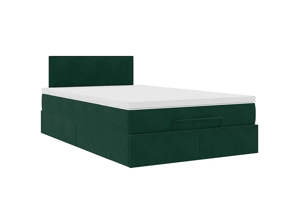 Ottoman-Bett mit Matratze Dunkelgrün 120x200 cm Samt