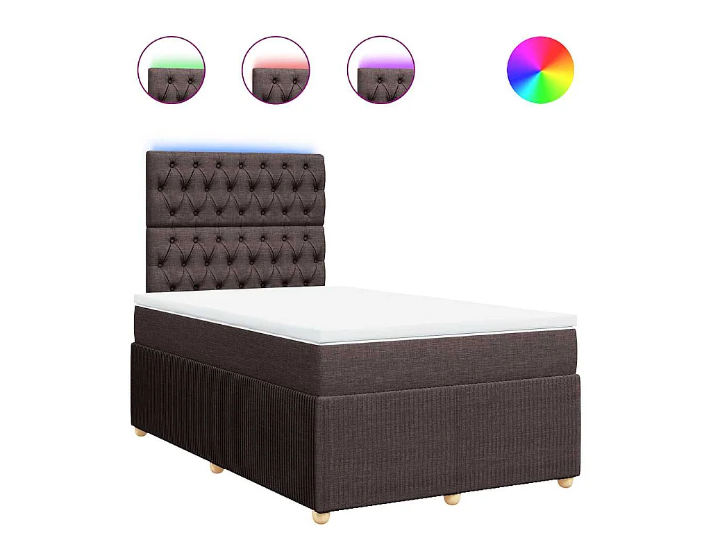 Cama box spring con colchón tela marrón oscuro 120x190 cm