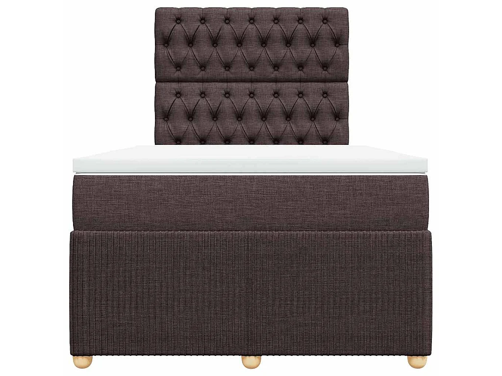 Cama box spring con colchón tela marrón oscuro 120x190 cm