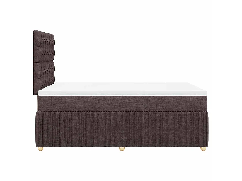 Cama box spring con colchón tela marrón oscuro 120x190 cm