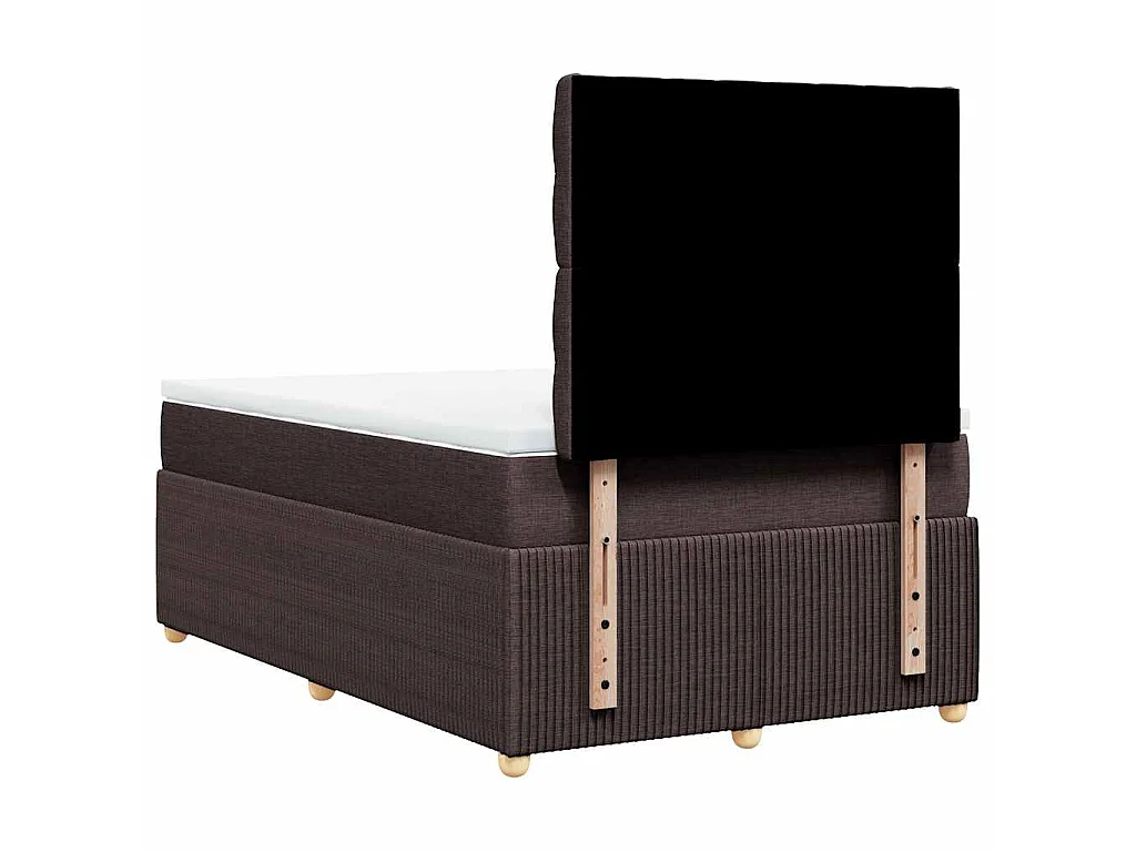 Cama box spring con colchón tela marrón oscuro 120x190 cm
