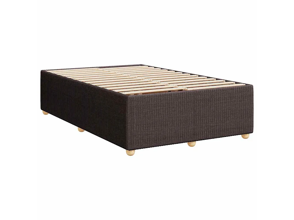 Cama box spring con colchón tela marrón oscuro 120x190 cm