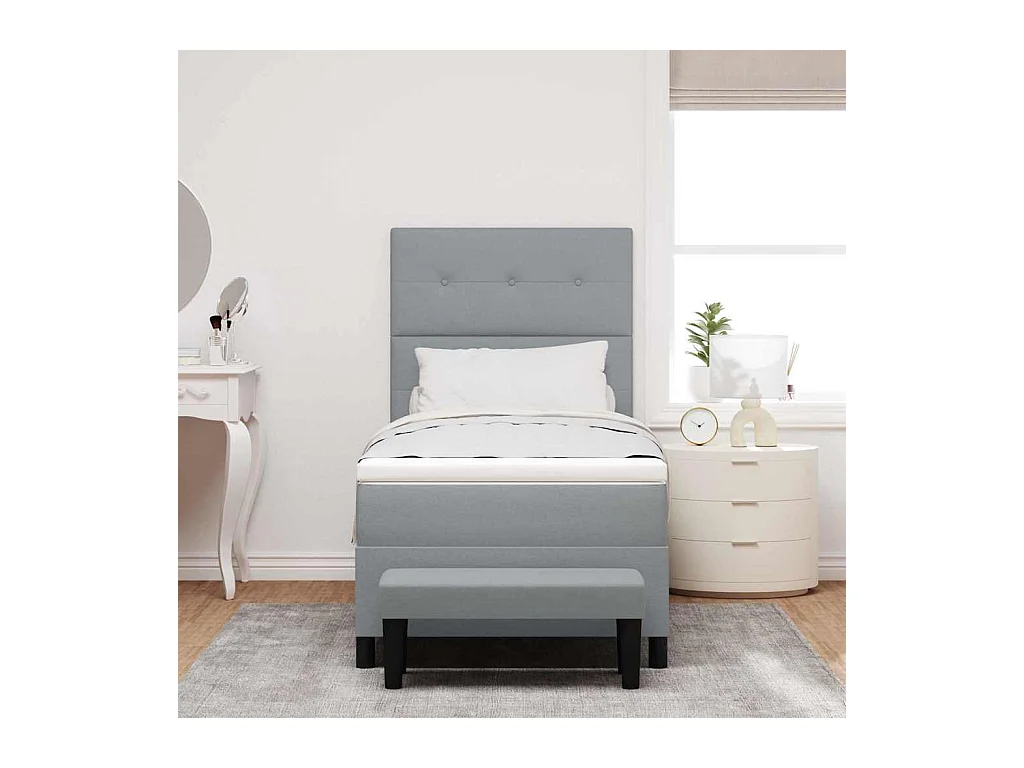 Letto a molle con materasso Grigio chiaro 100 x 200 cm Tessuto