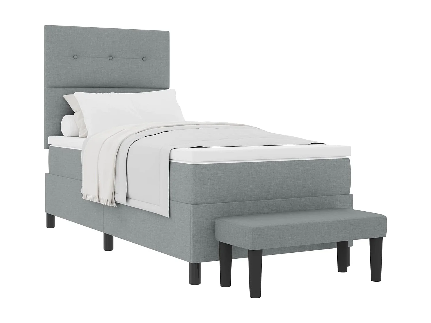 Cama Box com colchão Cinzento-claro 100 x 200 cm tecido