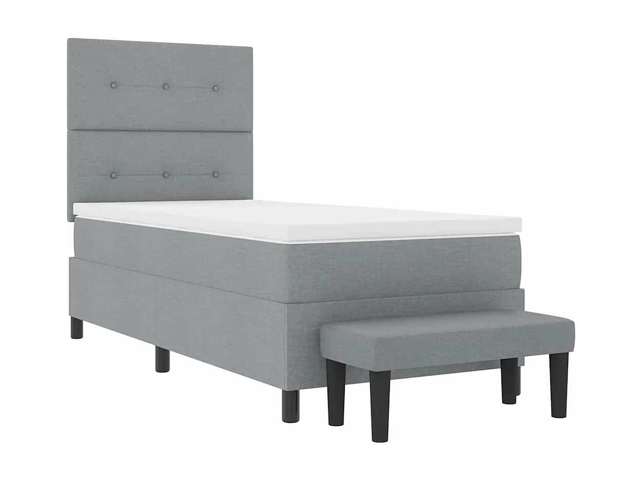 Cama Box com colchão Cinzento-claro 100 x 200 cm tecido