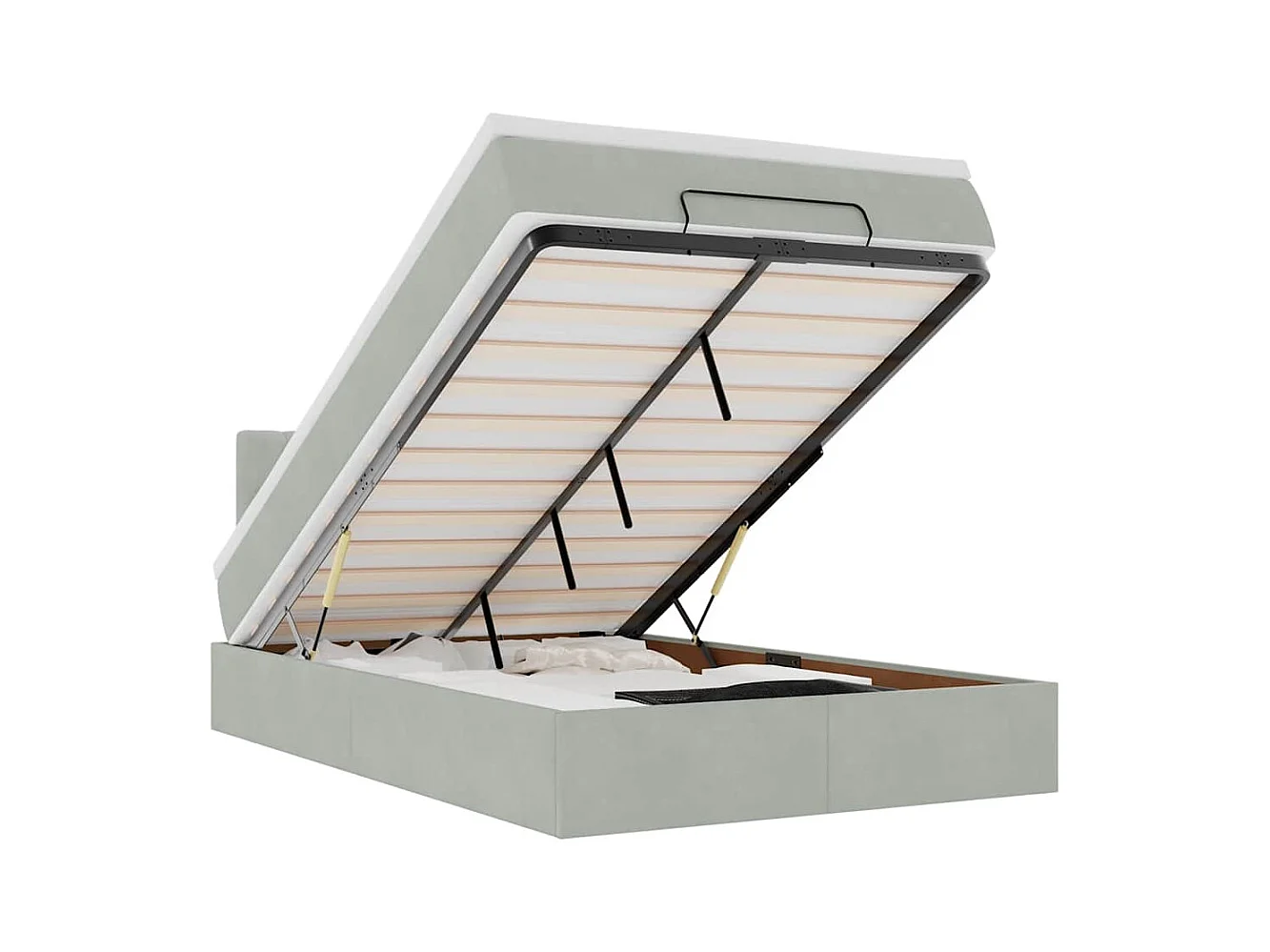 Ottoman-Bett mit Matratze Hellgrau 120x200 cm Samt