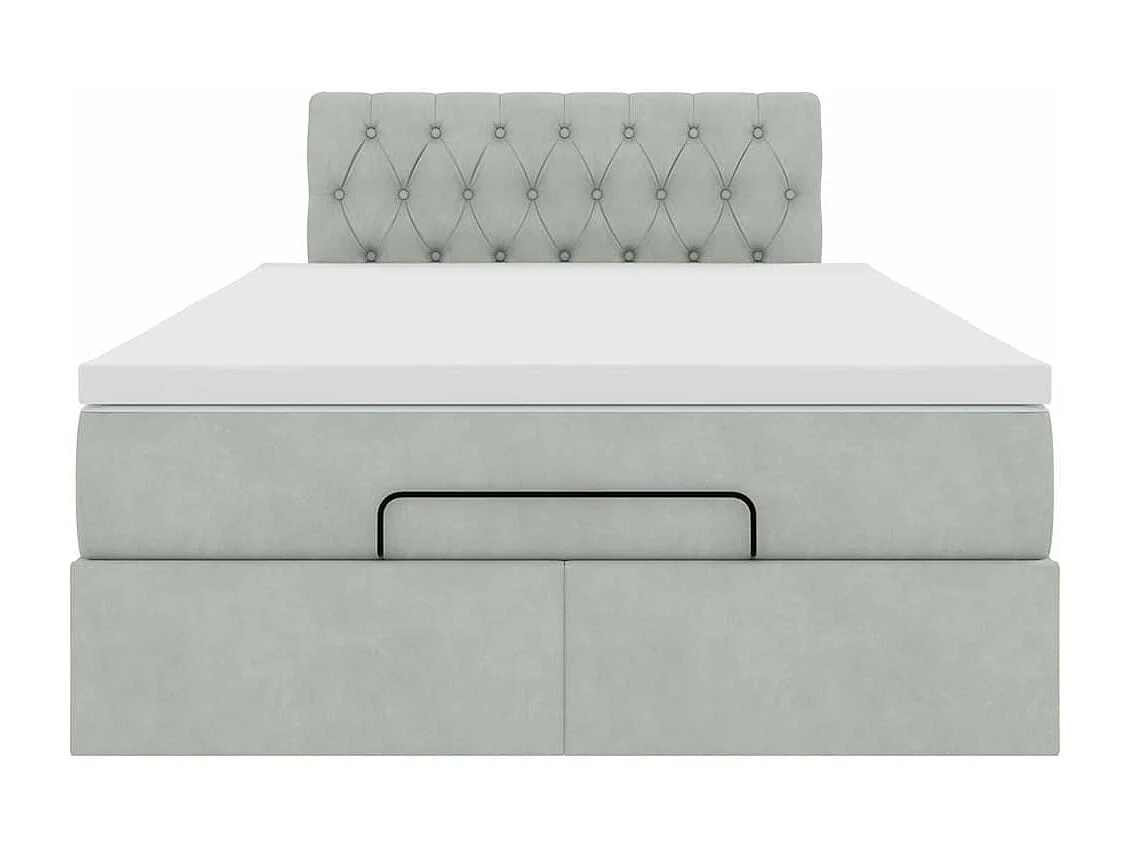 Cadre de lit ottoman et matelas gris clair 120x200 cm velours