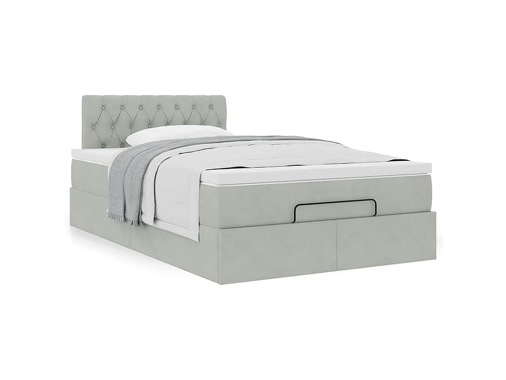 Ottoman bed met matras 120x200 cm fluweel lichtgrijs