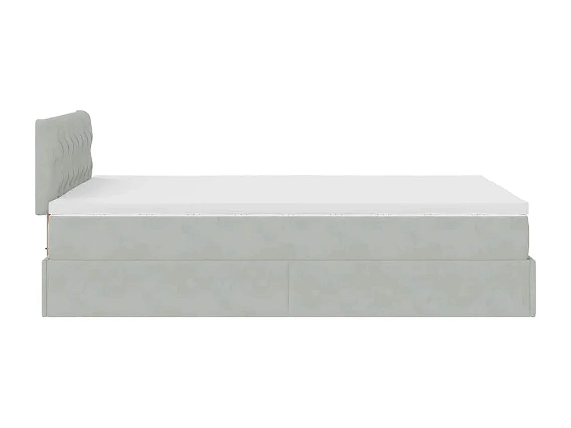 Ottoman bed met matras 120x200 cm fluweel lichtgrijs