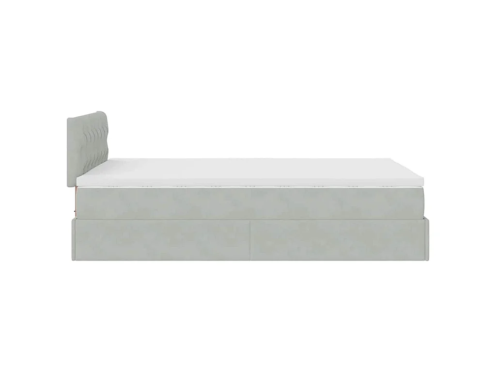Estructura cama otomana colchón terciopelo gris claro 120x200cm
