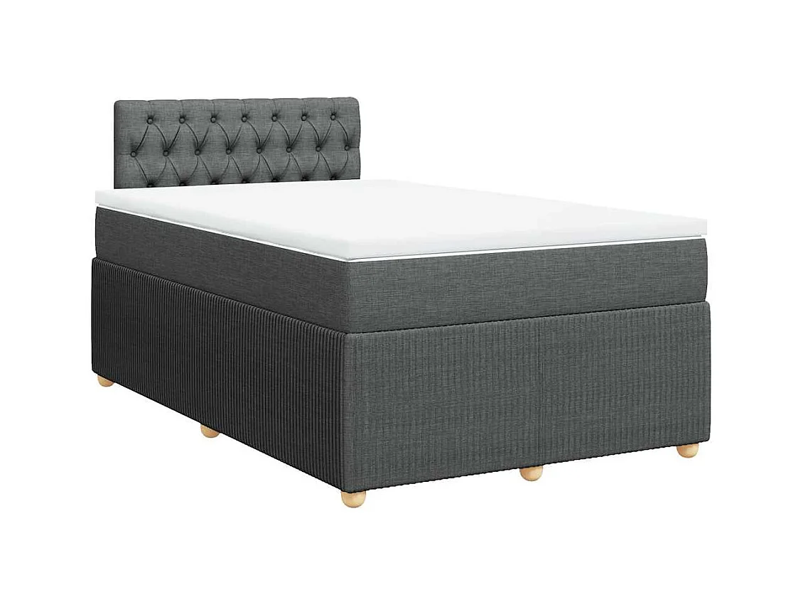 Sommier à lattes de lit avec matelas gris foncé 120x190cm tissu