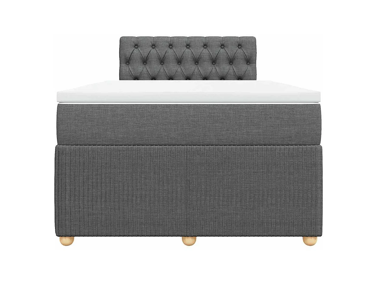 Sommier à lattes de lit avec matelas gris foncé 120x190cm tissu