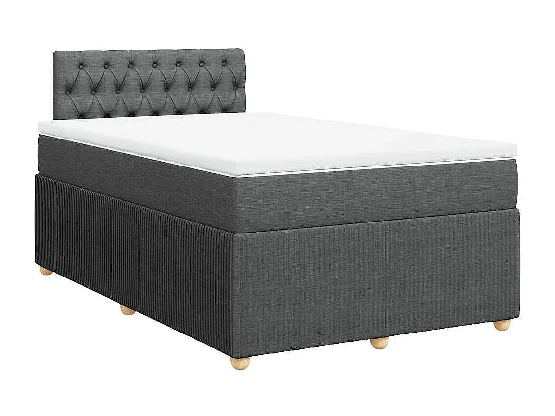 Sommier à lattes de lit avec matelas gris foncé 120x190cm tissu
