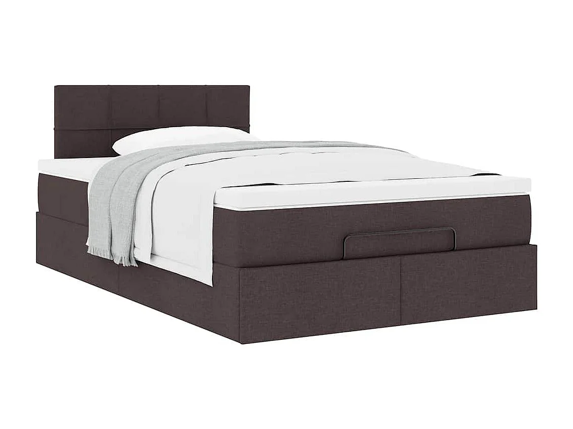 Cadre de lit ottoman avec matelas marron foncé 120x190 cm tissu