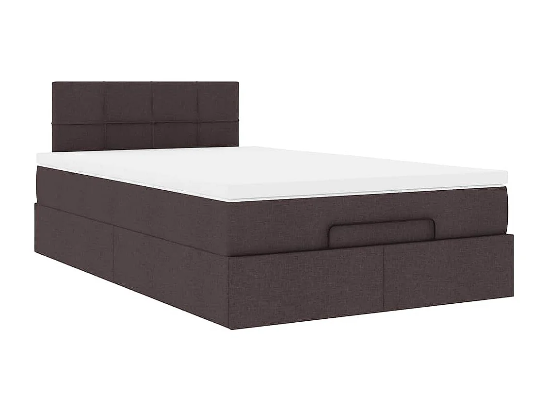 Cadre de lit ottoman avec matelas marron foncé 120x190 cm tissu