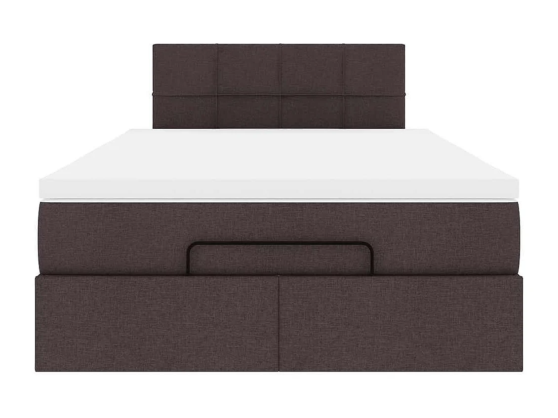 Cadre de lit ottoman avec matelas marron foncé 120x190 cm tissu
