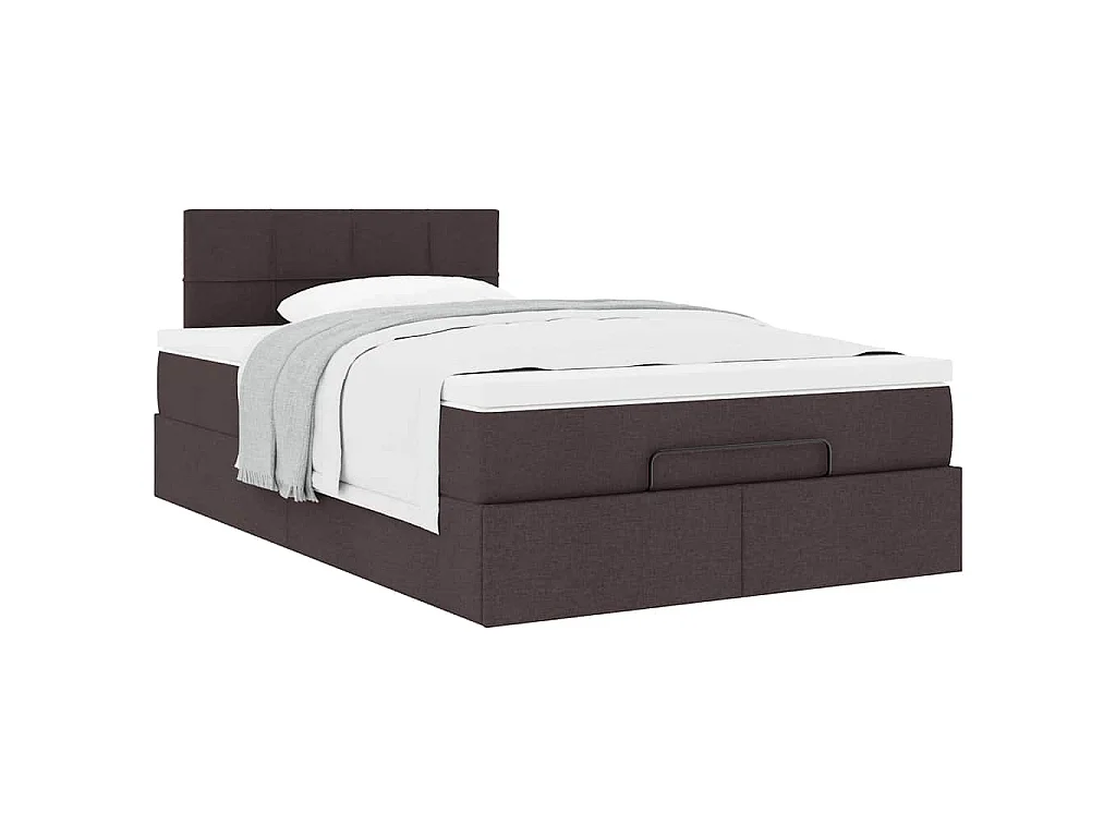 Ottoman bed met matras 120x190 cm stof donkerbruin