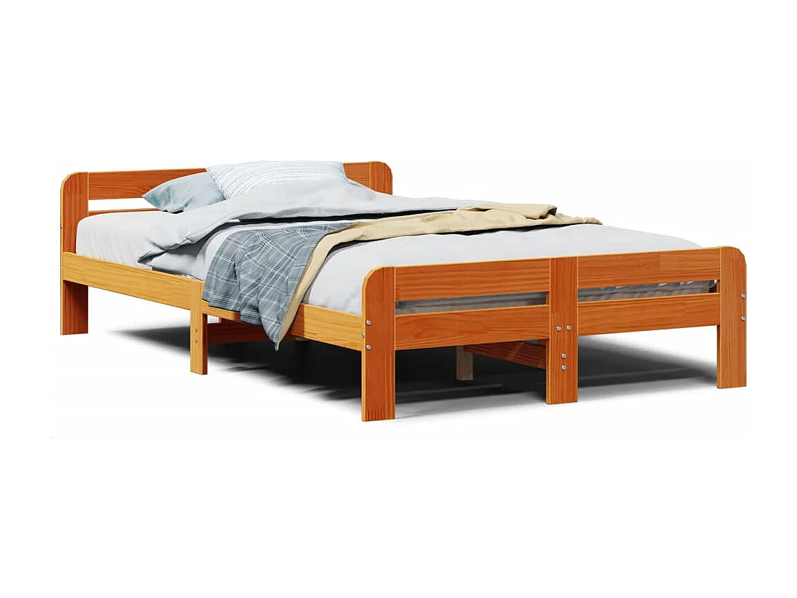 Bedframe zonder matras massief grenenhout wasbruin 120x200 cm